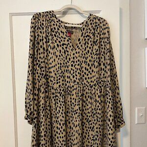 Vince Camuto Flirty Fall Neutral Spotted Dress